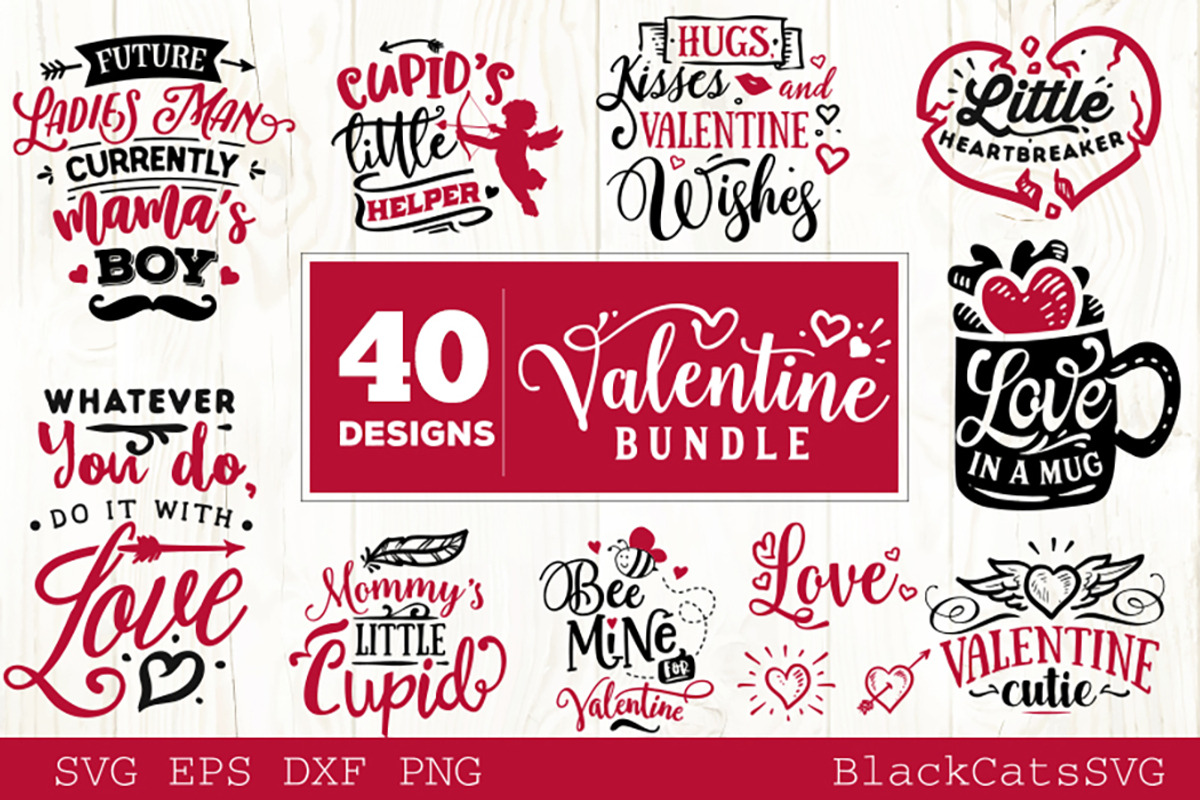 Valentines Day SVG bundle 40 designs, an Illustration by BlackCatsMedia (Photo 4 of 6)