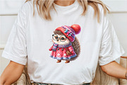 Watercolor Cute Hedgehog Clipart, a Seasonal Illustration by Rose Art (Thumbnail 5 of 7)