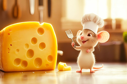 Chef Mouse with Cheese, an Animal Photo by Ales Munt