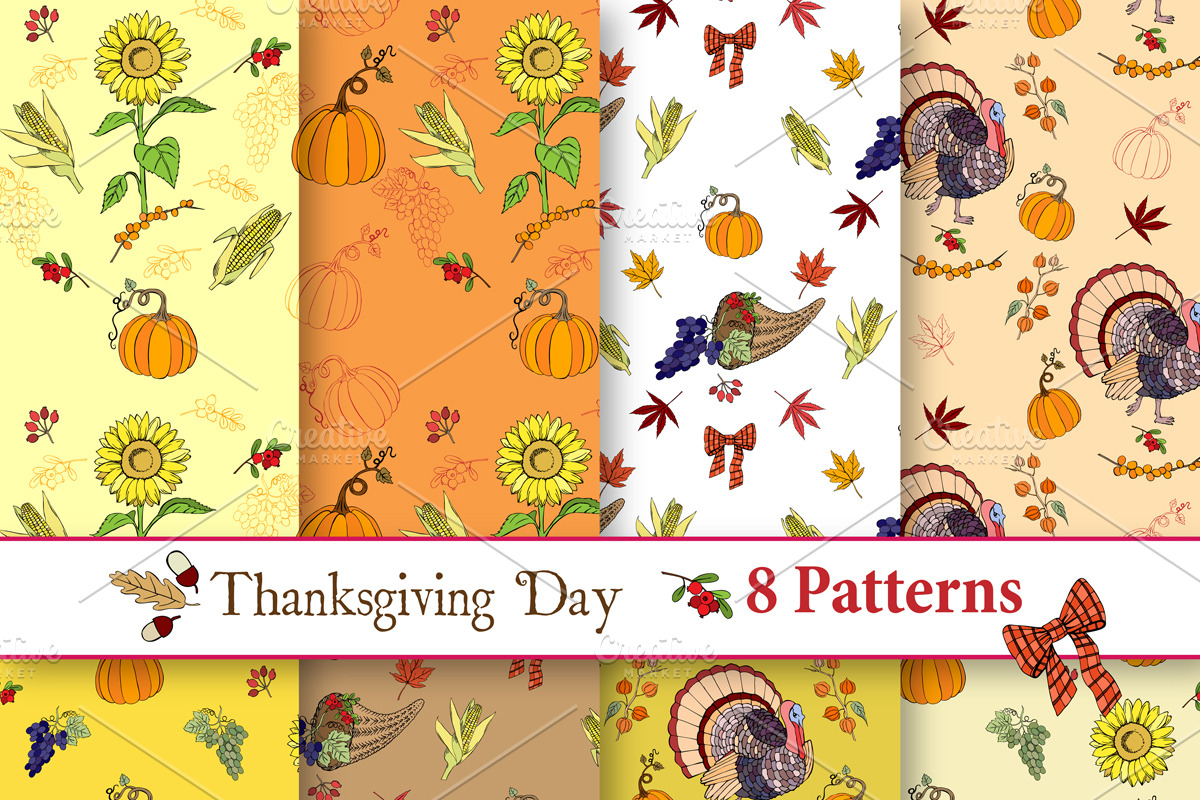 Thanksgiving Day Patterns, a Pattern Graphic by Nataliapiache (Photo 1 of 2)
