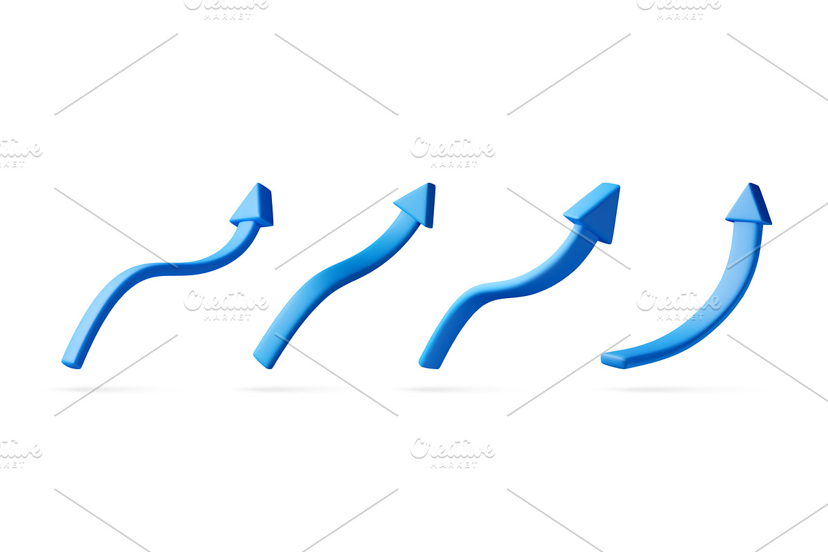 Blue 3d upward arrows set, an Object Illustration by Abscent