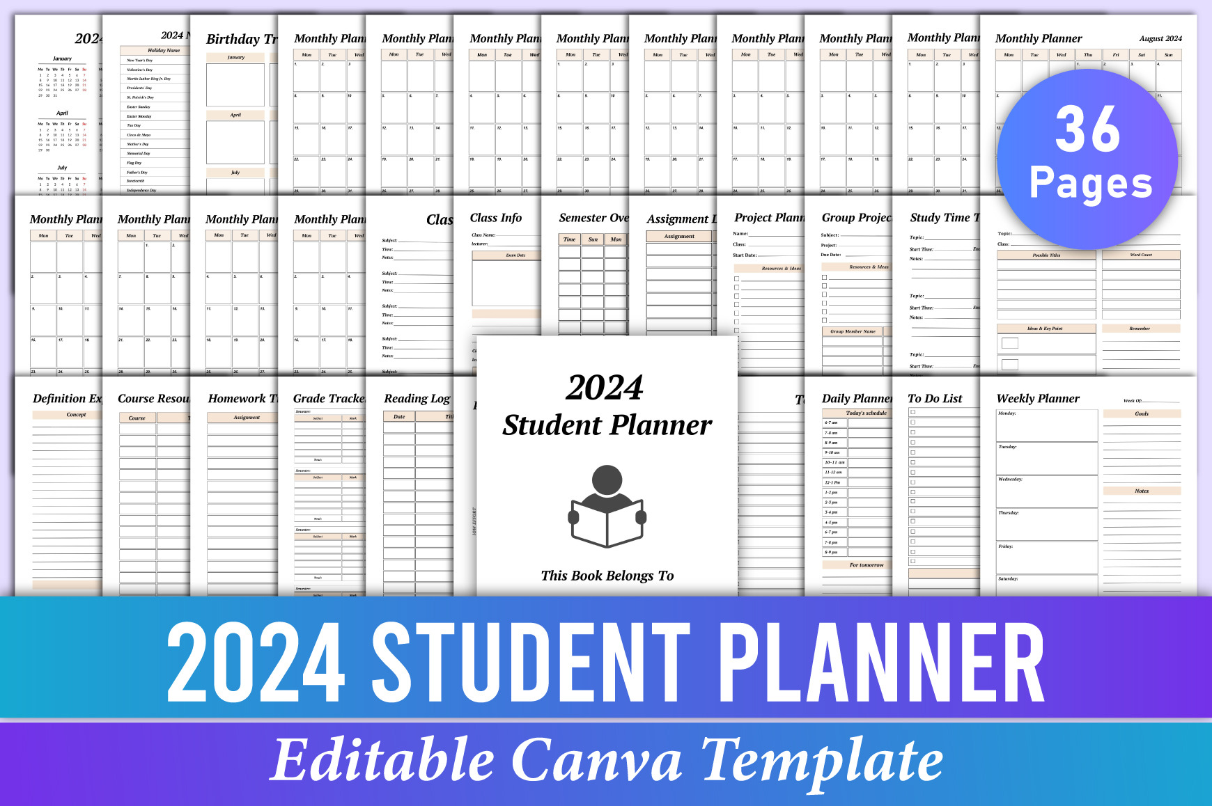 2024 Student Planner Canva Interior