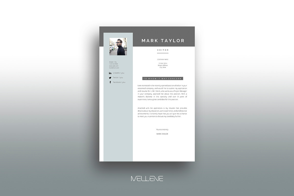 CV / Resume template for MS Word, a Resume Template by Mellene Templates (Photo 2 of 2)