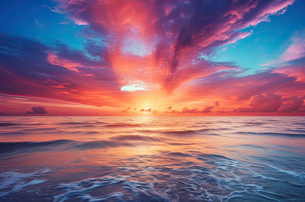 Beautiful seascape. Dramatic sunset, a Photo by Iftikhar Alam