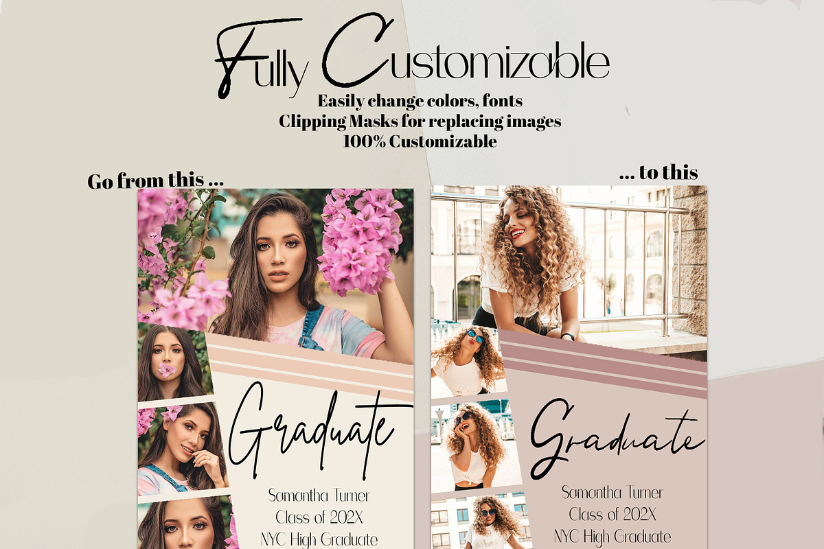 Modern Graduation Card Template, a Card Template by InstaNoirDesigns (Photo 4 of 9)