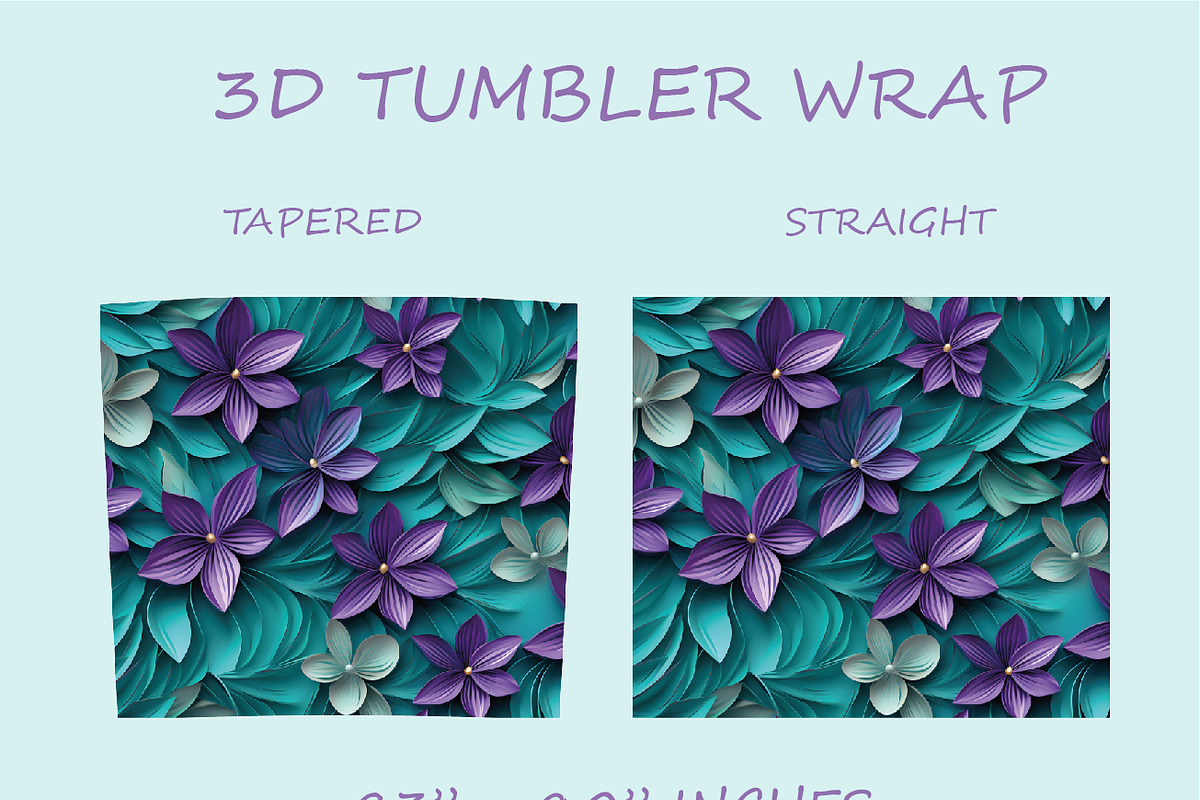 3D Flowers 20oz Tumbler Wraps, an Object Graphic by NimraAmjad (Photo 2 of 3)