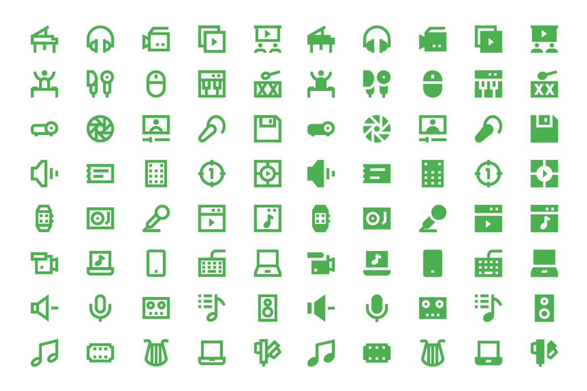 200 Multimedia Material Design Icons, a Solid Icon by Creative Stall (Photo 3 of 5)