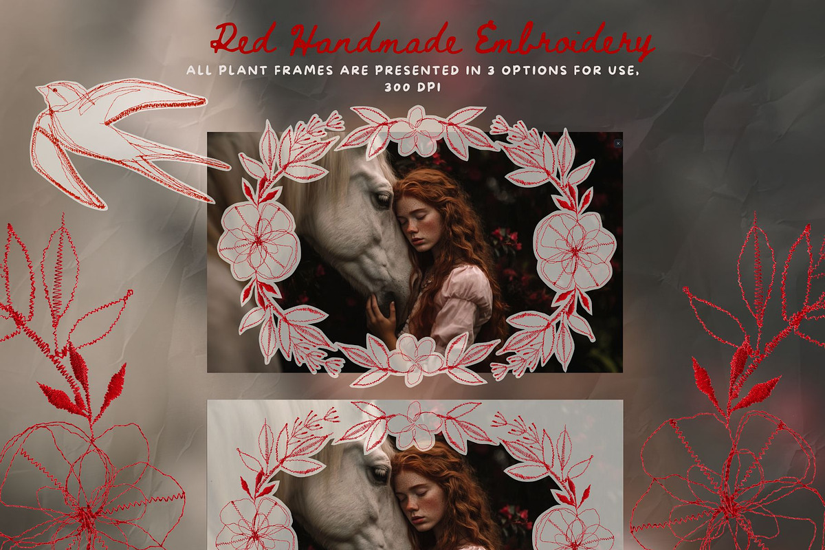 Red Handmade Embroidery Collage, an Object Graphic by InstaDesignPro (Photo 5 of 18)