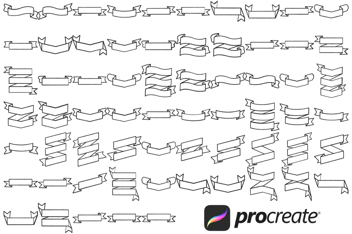 Ribbon Banners Set 5 Procreate Brush, a Brush Add-On by Disasterology Ink (Photo 4 of 10)
