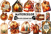 Vintage Wooden Autumn Tags Clipart, an Illustration by Black Bird Studio (Thumbnail 1 of 6)