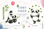 Funny Panda - color pencil clipart, an Animal Illustration by KatsiarynaKa (Thumbnail 1 of 16)
