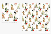 watercolor Christmas dogs patterns, a Pattern Graphic by Patishop Art (Thumbnail 4 of 9)