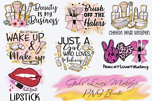 Girls Loves Makeup Graphics Bundle, a Food Illustration by Boodesign