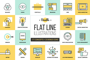 Big Pack Of Flat Line Illustrations