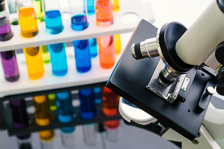 scientist with equipment and science experiments, laboratory gla, a Technology Photo by Casanowe-studio