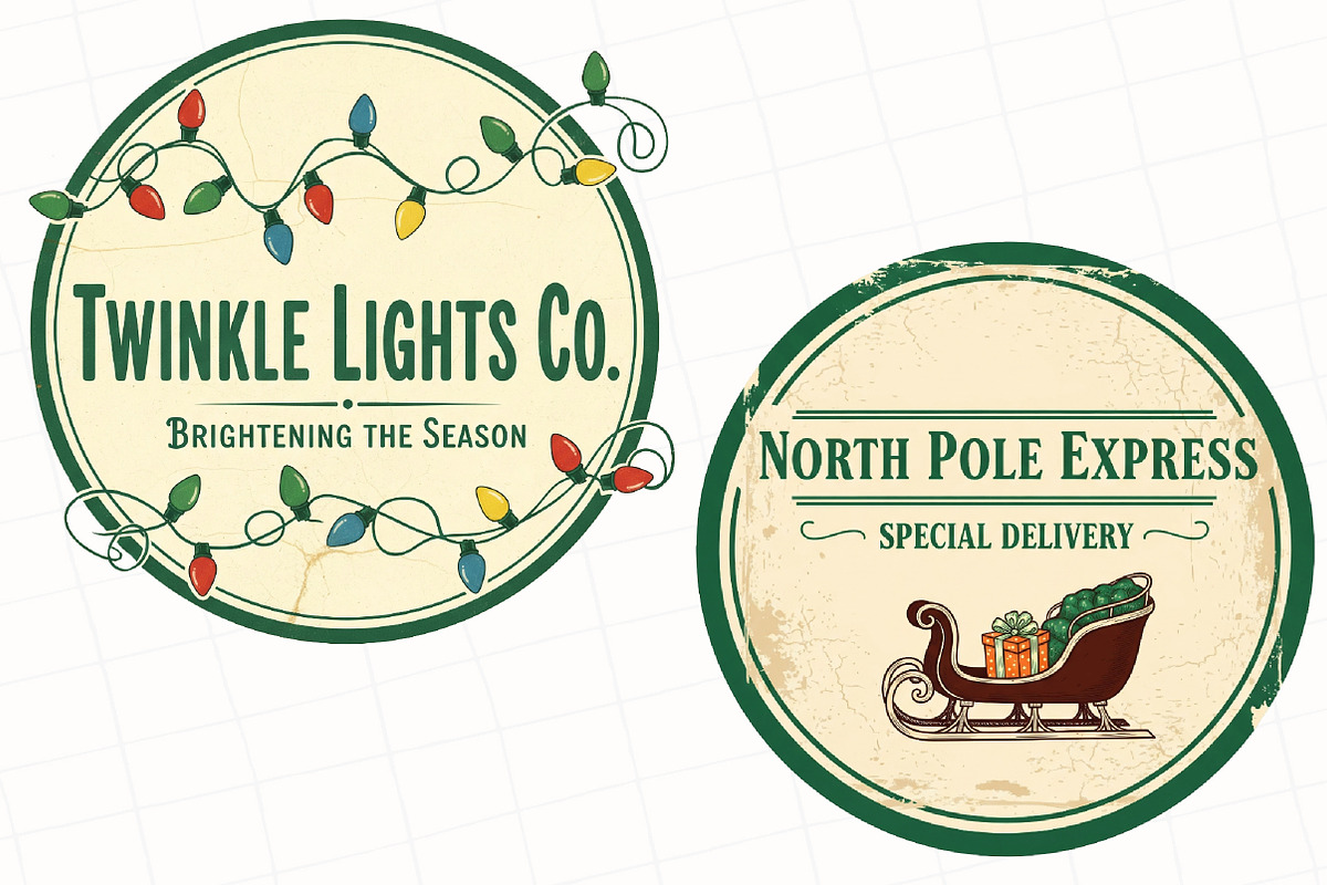 Vintage Christmas Signs Sublimation, an Illustration by OK Design (Photo 2 of 5)