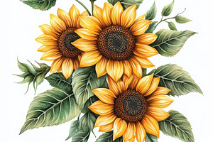 Sunflowers Watercolor Painting Botan