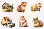 Watercolor Capybara clipart PNG, an Illustration by CreationArt (Thumbnail 2 of 5)