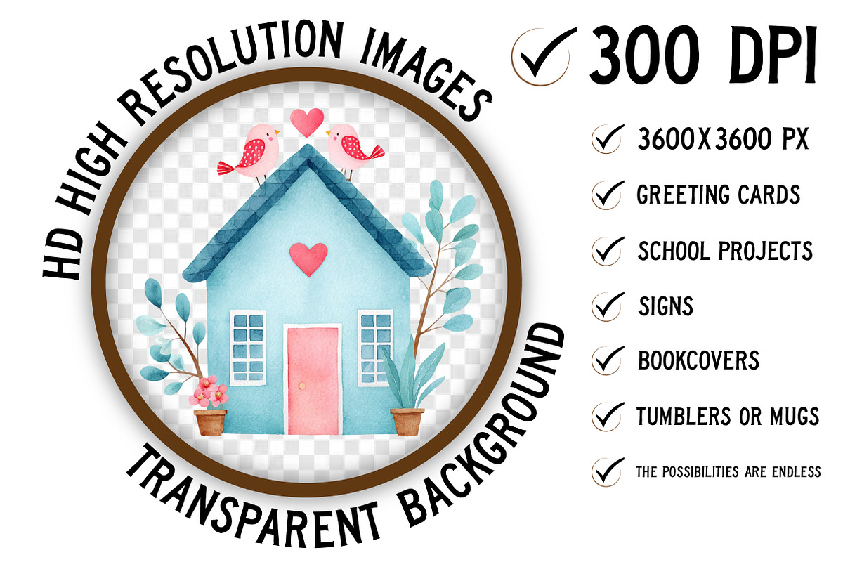 Love in the Little Cottage Clipart, an Illustration by Craft Nest (Photo 2 of 6)