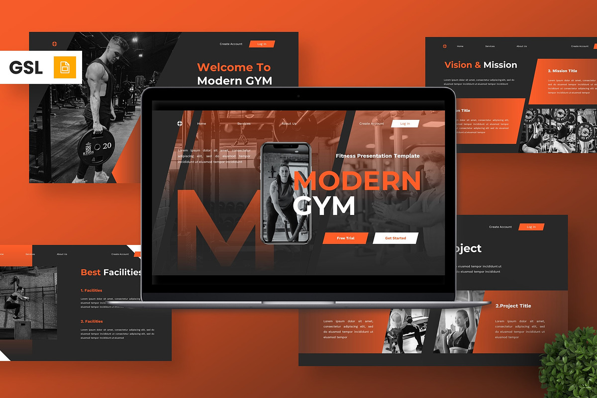 Modern GYM - Fitness Google Slide