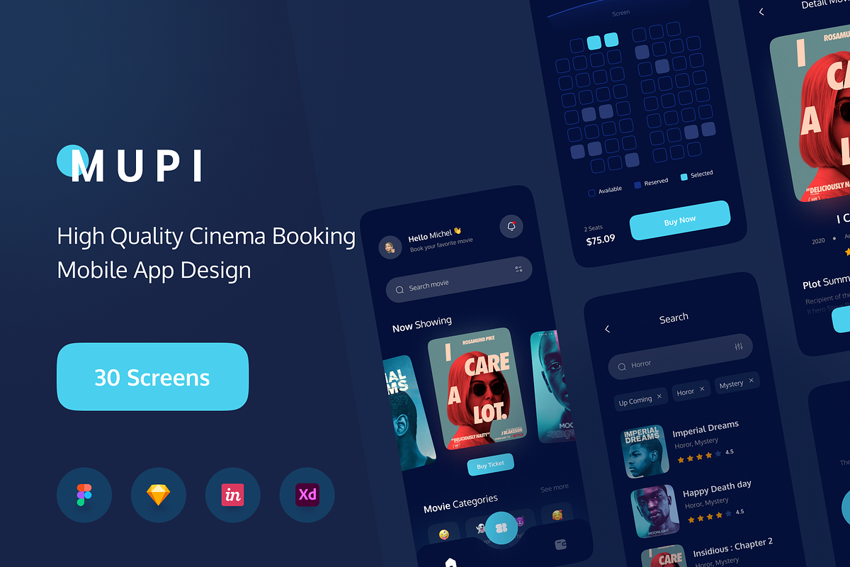 MUPI - Cinema Booking UI KIT, an App Template by Vektora Studio (Photo 1 of 6)