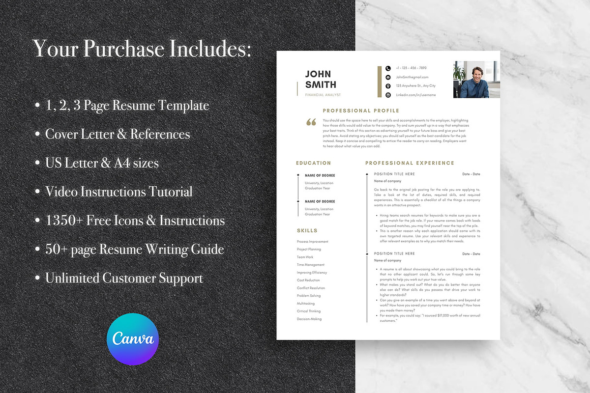 Professional CV Template | Canva, a Resume Template by Lux Resume (Photo 8 of 9)