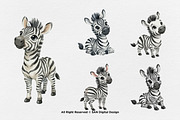 15 Bundle Watercolor Cute Zebra Wild, an Animal Illustration by Morspective (Thumbnail 6 of 8)