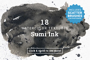 18 Watercolor Textures Sumi Ink, a Texture Graphic by Anne Elster Design (Thumbnail 1 of 2)