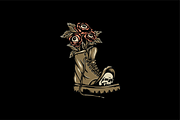 Skull Boot with Roses Tattoo, an Object Illustration by nomlimo.com (Thumbnail 1 of 3)