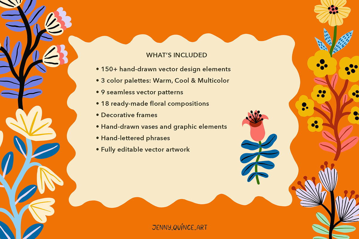 Dopamine Flowers – Vector Design Kit, a Decorative Illustration by Jenny Quince (Photo 15 of 15)