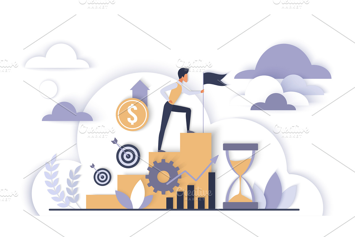 Business growth success cloud, a Finance Illustration by Lemberg Vector
