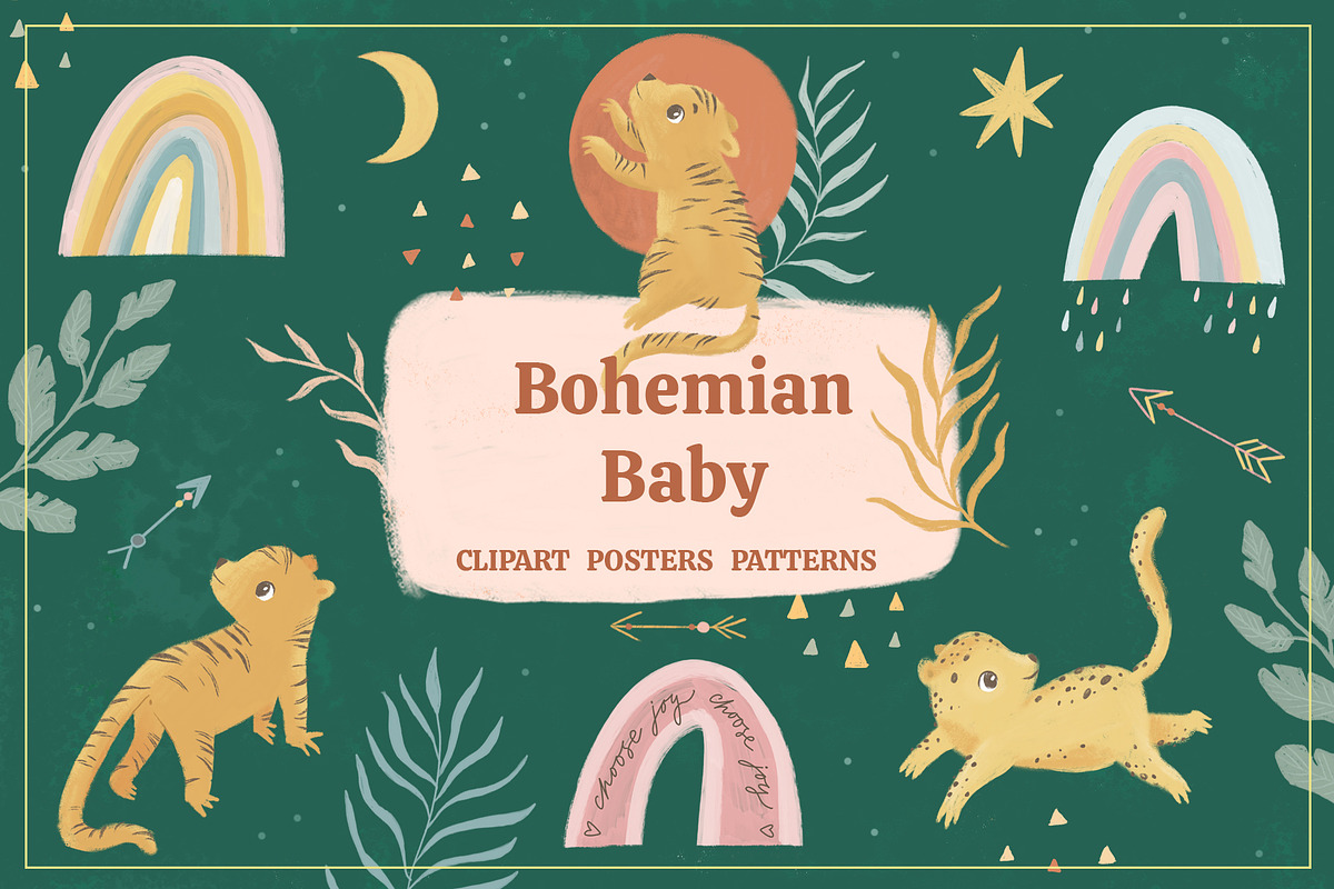 Boho animals. Rainbow clipart, an Animal Illustration by Lesya Skripak (Photo 1 of 10)