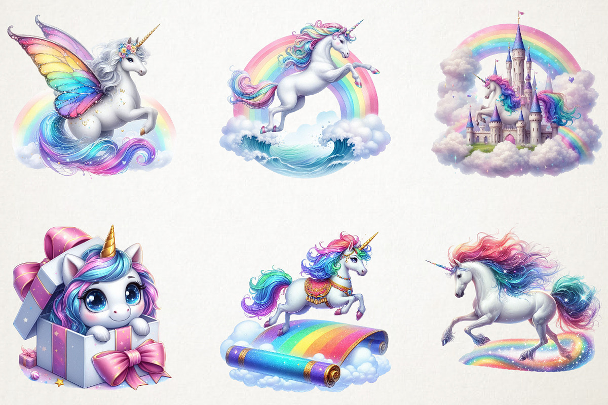 Rainbow Unicorn Clipart, an Illustration by RobertsArt (Photo 4 of 7)