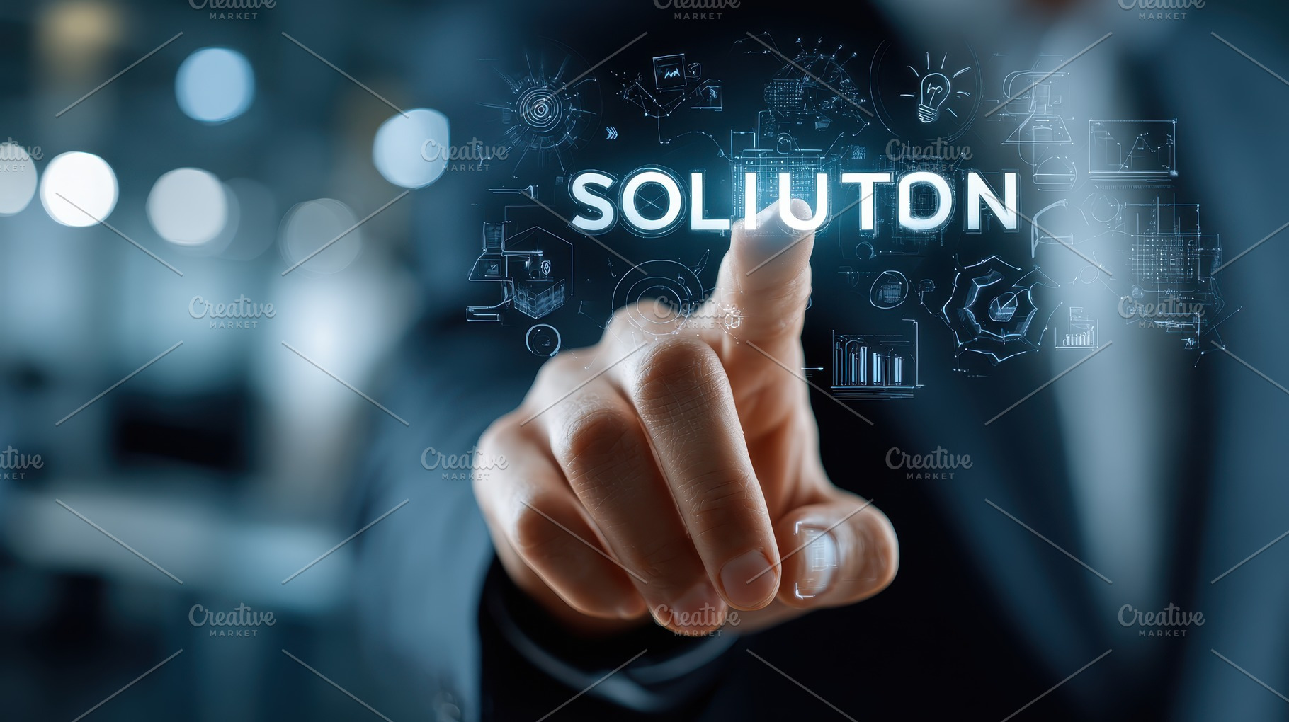 Businessperson selecting Solution di, a Photo by Pixeness Studio