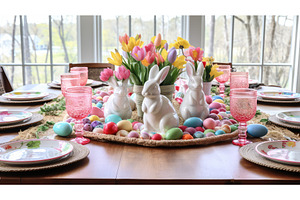 chargers easter table setting ai, a Holiday Photo by pikepicture