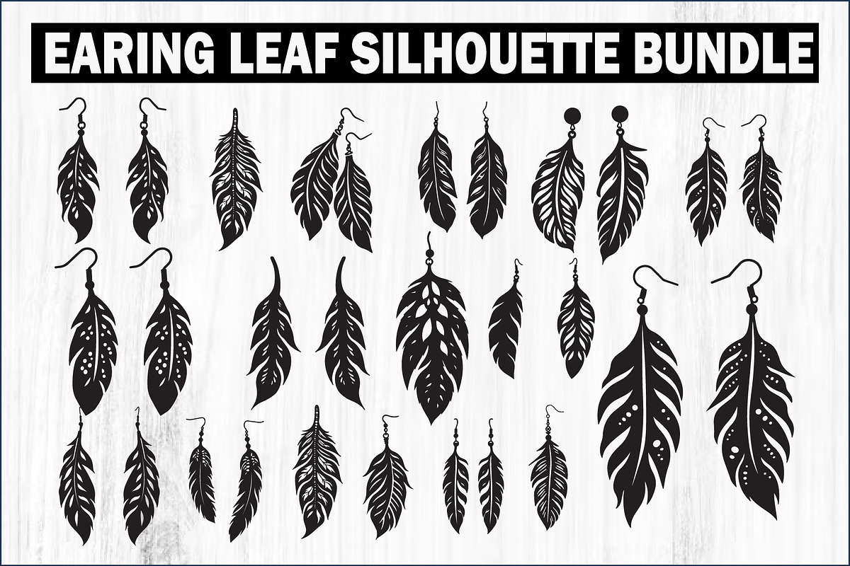 Leaf Earring Silhouette Bundle, a Graphic by balal (Photo 1 of 11)
