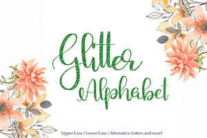 Green Glitter Alphabet Clipart