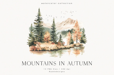 Mountains In Autumn, a Seasonal Illustration by PeDe Designs