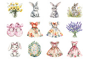 Easter Bunny Floral Clipart, an Illustration by Design Market (Thumbnail 3 of 4)