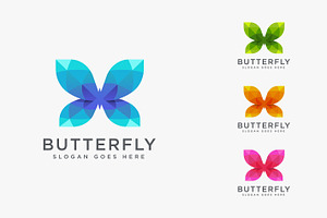 Set Of Colorful Butterfly Logo