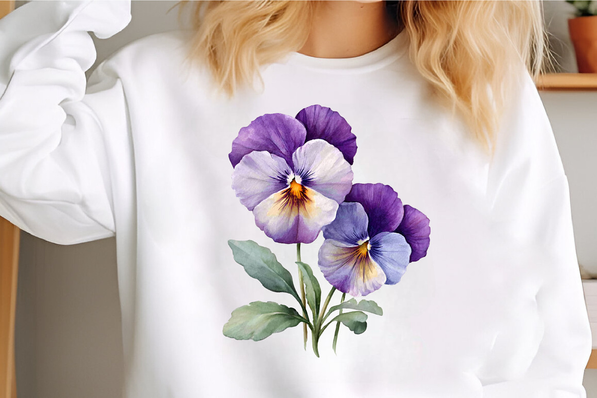 Watercolor Pansy Flowers Clipart, an Illustration by GatewayDesign (Photo 4 of 6)