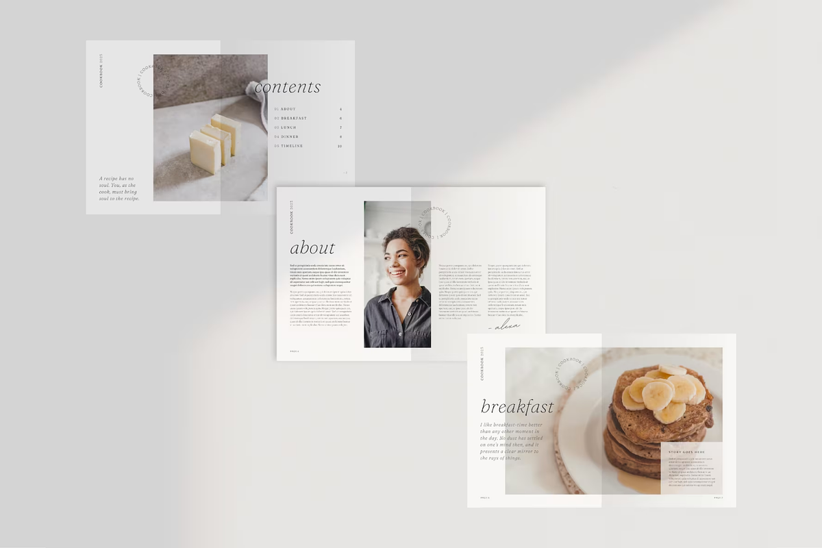 Minimal Cookbook Template Canva, a Marketing Template by frommakertomaker (Photo 2 of 9)