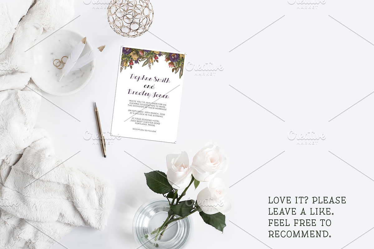 Floral Wedding Invitation, an Invitation Template by Cyrah's Collection (Photo 2 of 3)