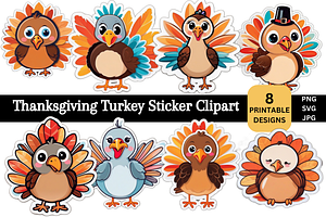 Thanksgiving Turkey Sticker Clipart