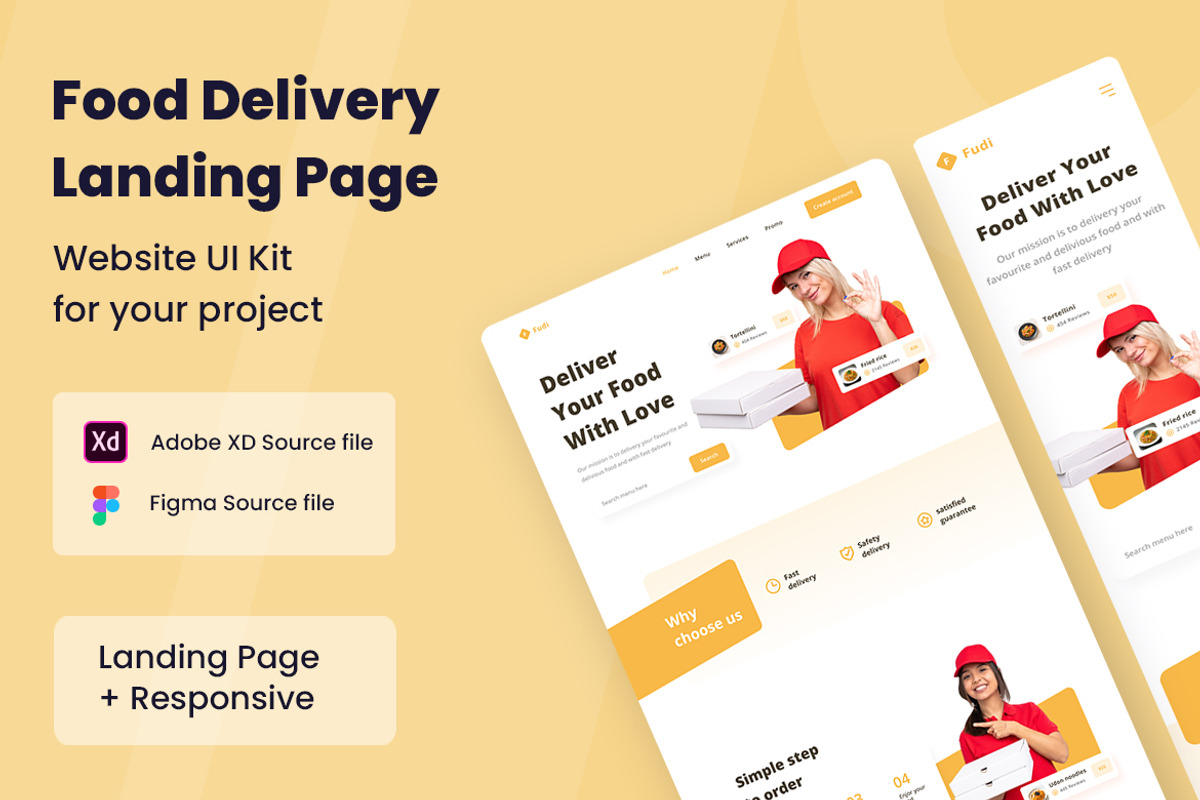 Food Delivery Web Design, a Wireframe Template by INSPR STD (Photo 1 of 6)