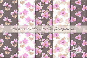 Flower fuchsia patterns watercolor