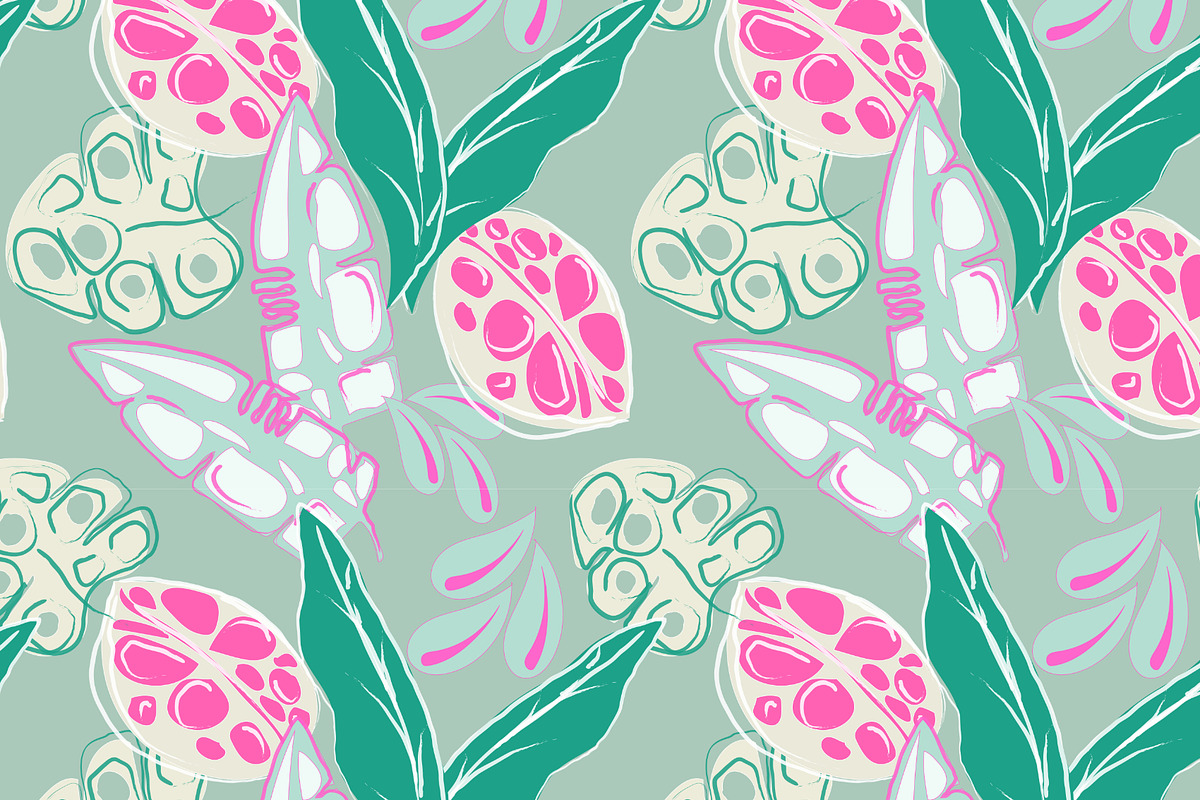 Cartoon jungle monstera leaves, a Pattern Graphic by Cotton Melon pattern Shop (Photo 6 of 6)