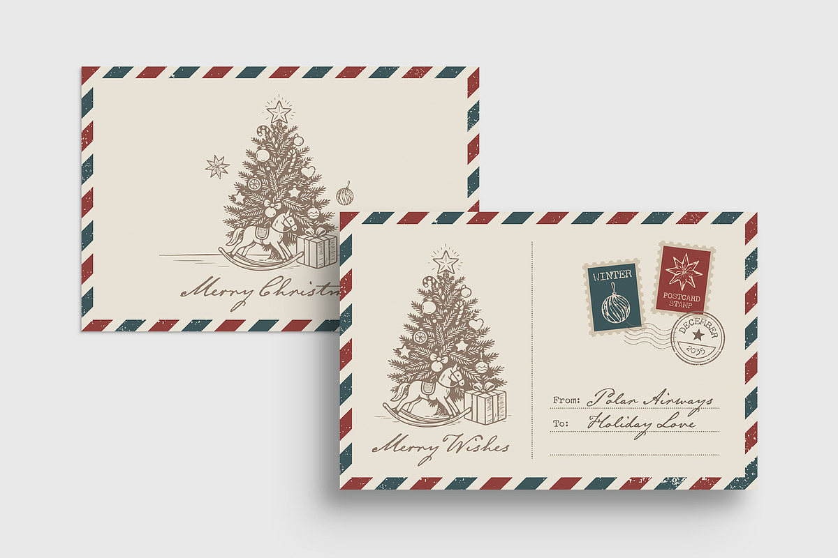 Christmas Vintage Airmail Postcard preview 5