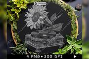 Vintage Gramophone Sunflower Retro, a Background Graphic by LaseredNinja (Thumbnail 6 of 7)