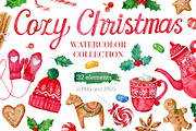 Cozy Christmas watercolor set, a Decorative Illustration by Art by Lady Natali (Thumbnail 1 of 3)